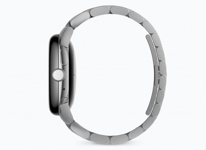 Die Pixel Watch von Google mit Metallarmband (Bild: Google)